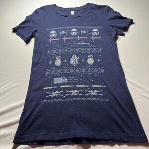 Bella+Canvas Navy Star Wars Graphic T-Shirt Women's Small Short Sleeve Christmas